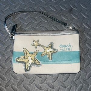 Coach beach themed wristlet bag. Perfect for travel